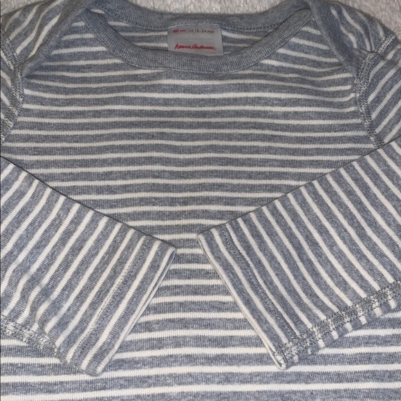 Hanna Andersson Gray & White Striped Onesie 18-24M EUC 80 - Picture 4 of 7